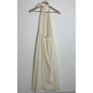 Vitamin A Off White Halter Top Maxi Cover Up Eyelet Swim Dress Womens Medium thumbnail 4