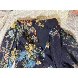 NWT Lulus Size XL Fallyn Navy Blue Floral Swiss Dot Long Sleeve Midi Dress thumbnail 5
