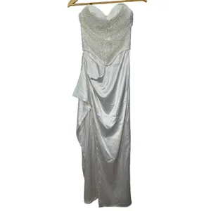 NWT Babyboo Emrielle Ivory Rhinestone Beaded Strapless Maxi Dress Women’s Size S thumbnail 12