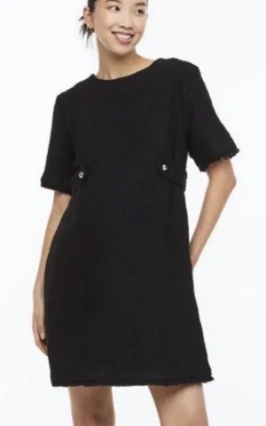 H&M Women's Tweed Round Neck Short Sleeves Work Elegant Casual A-line Midi Dress thumbnail 1