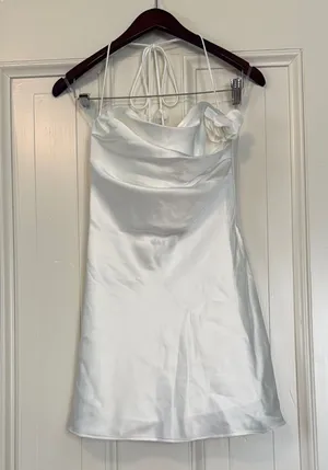 Meshki White Halter Slip Mini Dress thumbnail 1