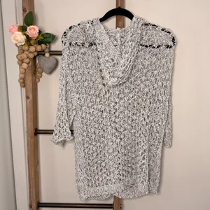 Pol Short Sleeve Black White Loose Knit Cardigan Size Medium‎ thumbnail 5