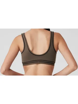 Alo Airbrush Heart Throb Bra Olive Tree Black Stripe Padded Sports Crop Bralette thumbnail 2