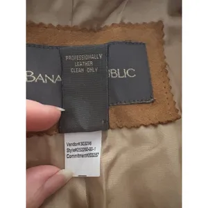 Vintage Y2K Banana Republic Genuine Leather Suede Coat Women Large Brown Jacket* thumbnail 10