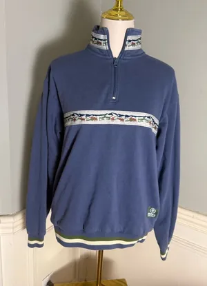 Parks Project Blue Quarter Zip Pullover Wildlife Embroidered Sweatshirt S thumbnail 1