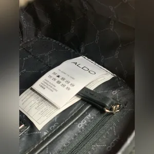 Aldo Black Faux Leather Crossbody Camera Bag. Modern Hardware thumbnail 2