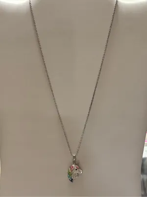 Rainbow Crystals Fine Silver Plated Unicorn Pendant 18” Necklace Cable Chain thumbnail 2