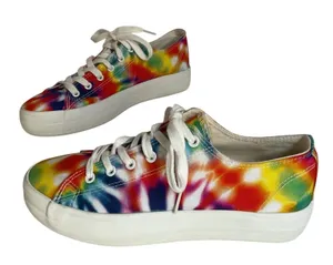 Restricted Tie Dye Platform Sneakers Women’s Size 9 Lace Up Canvas Shoes thumbnail 1