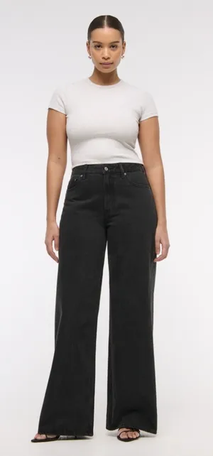 Abercrombie High-Rise Wide-Leg Jeans (Curve Love) thumbnail 1