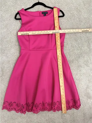 Cynthia Rowley Women's Size 10 Hot Pink Fit & Flare Laser Cut Eyelet Hem Dress thumbnail 7