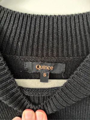 Quince Organic Cotton Mock Neck Knit Casual Minimalist Sweater Black Small thumbnail 5