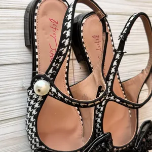 Betsey Johnson LIVY HOUNDSTOOTH Mary Jane Women's Flats Bow and Pearl Detail 7.5 thumbnail 5