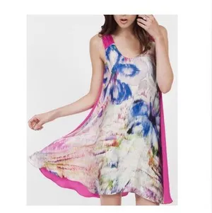 Cynthia Rowley 100% Silk Multicolors Abstract Dress 8 thumbnail 1