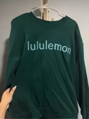 lululemon athletica Forest Green Crewneck Sweatshirt with Light Teal Logo thumbnail 1