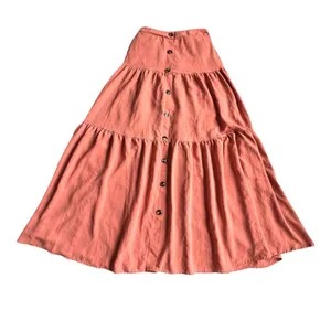 SHEIN Coral Tiered Button-Front Maxi Skirt thumbnail 1
