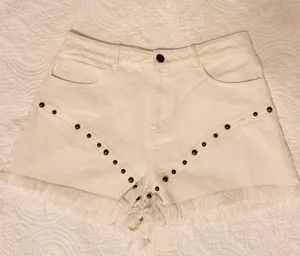 Le Lis White Denim Shorts Studded thumbnail 1