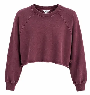 JoyLab Burgundy Acid-Wash Cropped Sweatshirt Women’s M thumbnail 1