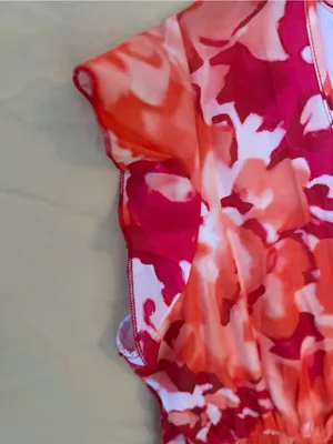 V-Neck Floral Maxi/midi Dress in Orange & Red, ruffled hem, size medium NWOT thumbnail 4