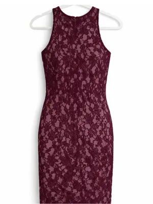 love, Fire Burgundy Sleeveless Lace Bodycon Mini Dress thumbnail 5