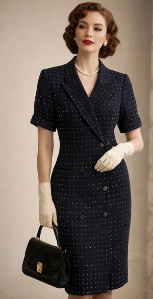 Tahari Vintage 80's L Blazer dress Short Retro Polka Dot Coquette Vintage Secretary thumbnail 1