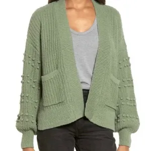Madewell Bobble Cardigan Sweater Green Women Medium NWT Ribbed‎ Open Front thumbnail 1