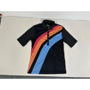 Zyia Active Womens Black Rainbow Stripe Snap Polo Shirt Short Sleeve Small thumbnail 10