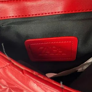 Zara Red Quilted Shoulder Bag with Gold Chain thumbnail 4