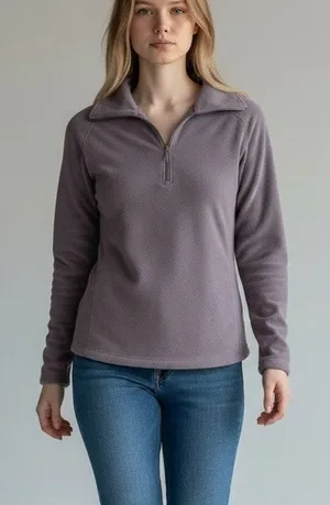 Columbia Women's Gray glacial Fleece 1/4 zip mock neck activewear pullover Small thumbnail 1