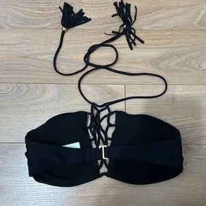 Abercrombie and fitch‎ black crochet bikini top size small thumbnail 2