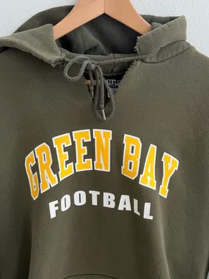 Green Bay Football Distressed Olive Green Hoodie Pullover thumbnail 3