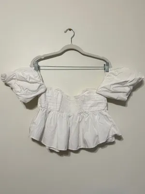 ZARA WHITE BABYDOLL CROPPED TOP SMALL BLOUSE WOMENS BEACH SUMMER blogger fave thumbnail 6