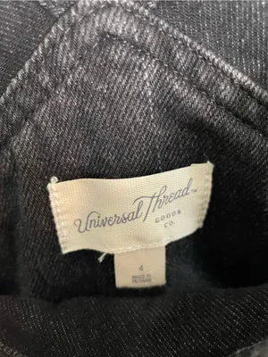 Universal Thread Black Denim Wide-Leg Overalls Button Sides Size 4 retro grunge thumbnail 2