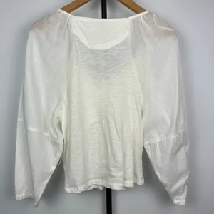 Anthropologie Ivory White Long Puff Sleeve‎ Multimedia Romantic Blouse thumbnail 7