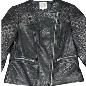 Dawn Levy Black Quilted Genuine Leather Moto Jacket Size Small thumbnail 1