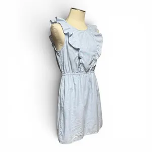 Madewell Cotton Bellflower Ruffle A-Line Mini Dress Chambray Blue 6 thumbnail 5