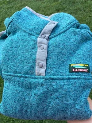 L.L. Bean 1/4 Snap Sweater‎ Fleece Pullover Heathered Teal Womens Small thumbnail 9
