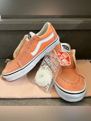 Vans Old Skool Suede Canvas Classic Skateboard Sneakers, Melon Orange/White, 7.5 thumbnail 7