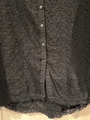 Free People Black Eyelet Button-Down‎ Peasant Blouse medium thumbnail 3
