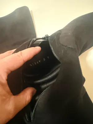 Kelly & Katie Black Suede-Look Over-the-Knee Block Heel Boots thumbnail 8
