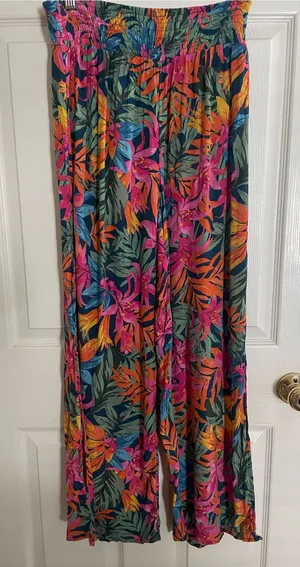 Shade & Shore Tropical Wide-Leg Beach Pants - Multicolor‎ thumbnail 1