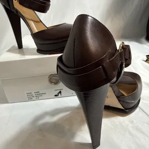 Michael Kors Rare Shoes Womens 8 Mocha Brown Fashion 4” Heels Dress In Box thumbnail 8