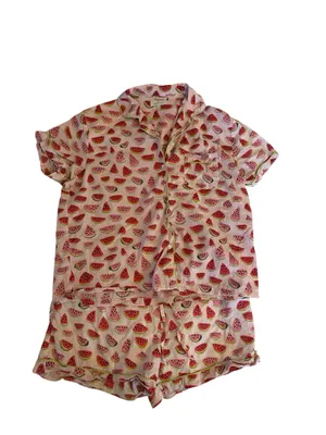 Mahogany Watermelon 100% Cotton Short Pajama Set pjs vacation whimsy novelty thumbnail 3