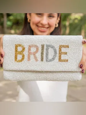 Bride Beaded White Clutch Bag thumbnail 4