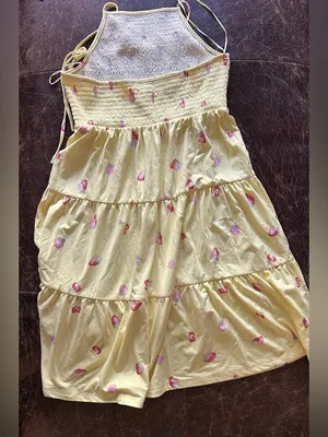 Nordstrom Abound Tiered Halter Dress in Yellow with Strawberries Smocked Back thumbnail 5