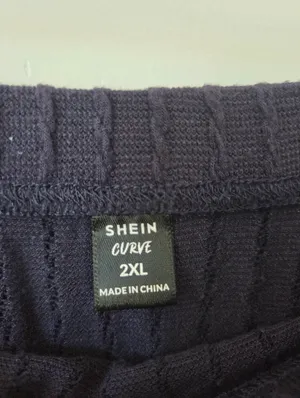 Navy Blue Knit Maxi Skirt Lightweight Stretchy Tropical Nautical Beachy 2XL thumbnail 3