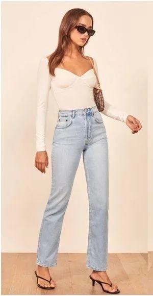 REFORMATION Julia Crop High Cigarette Jean In Powell thumbnail 2