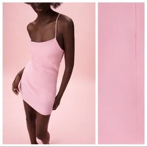 Zara Asymmetric Mini Dress with Built in Short‎ in Light Pink Size Extra Small thumbnail 6