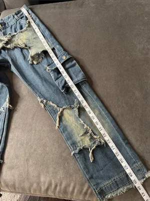 Women’s Streetwear Y2K Blue Denim Jeans Star Design Baggy Wide Leg Size 28 NEW thumbnail 6