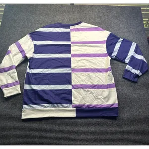 Purple‎ White Striped Colorblock Long Sleeve Crewneck Top Oversized Womens 3XL thumbnail 8