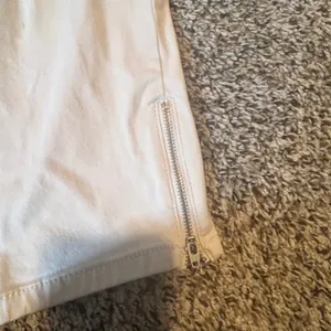 J. Jill‎ Women 14 Off White Straight Leg Pants Ankle Zip Seam Front Cotton Blend thumbnail 8